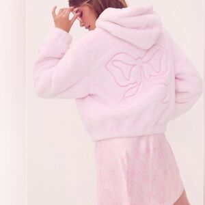 PINK Victoria's Secret x LOVESHACKFANCY Soft Pink faux fur Puffer Jacket
